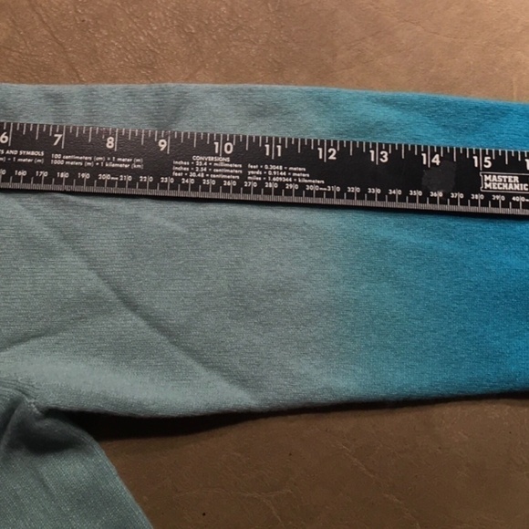 525 AMERICA 100% CASHMERE Cardigan, NWOT, Long Sleeve, AQUA BLUE OMBRE, Size L - Picture 6 of 8